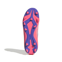 adidas F50 Hyperfast Club Mid Gazon Naturel Artificiel Chaussures de Foot (MG) Enfants Blanc Mauve Rose