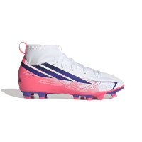 adidas F50 Hyperfast Club Mid Gazon Naturel Artificiel Chaussures de Foot (MG) Enfants Blanc Mauve Rose