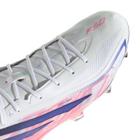 adidas F50 Hyperfast Elite Crampons Vissés Chaussures de Foot (SG) Blanc Mauve Rose