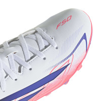 adidas F50 Hyperfast Club Gras / Kunstgras Voetbalschoenen (MG) Kids Wit Paars Roze