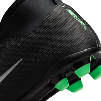 Nike Zoom Mercurial Superfly 11 Club Gazon Naturel Artificiel Chaussures de Foot (MG) Enfants Noir Vert Vif Gris Argenté