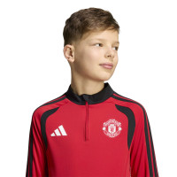 adidas Manchester United Trainingspak 1/4-Zip 2026-2027 Kids Rood Zwart Wit