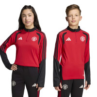 adidas Manchester United Trainingstrui 1/4-Zip 2026-2027 Kids Rood Zwart Wit