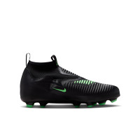 Nike Phantom 6 High Academy Gazon Naturel Artificiel Chaussures de Foot (MG) Enfants Noir Vert Vif