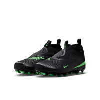 Nike Phantom 6 High Academy Gazon Naturel Artificiel Chaussures de Foot (MG) Enfants Noir Vert Vif
