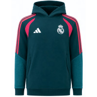 adidas Real Madrid Hoodie 2026-2027 Kids Donkergroen Roze Wit