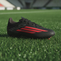 adidas F50 League IJzeren-Nop Voetbalschoenen (SG) Zwart Rood Donkergrijs