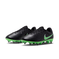 Nike Tiempo Maestro Academy Crampons Vissés Chaussures de Foot (SG) Anti-Clog Noir Vert Vif Gris Argenté