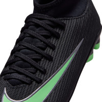 Nike Zoom Mercurial Superfly 11 Club Gazon Naturel Artificiel Chaussures de Foot (MG) Enfants Tout-Petits Noir Vert Vif Gris Arg