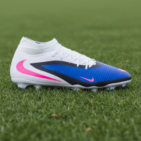 Nike Phantom 6 High Academy Gazon Naturel Artificiel Chaussures de Foot (MG) Bleu Blanc Rose Vif