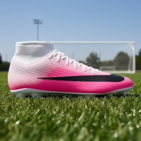 Nike Zoom Mercurial Superfly 11 Club Gazon Naturel Artificiel Chaussures de Foot (MG) Rose Vif Blanc Noir