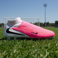 Nike Phantom 6 High Elite Gazon Naturel Chaussures de Foot (FG) Blanc Rose Vif Noir