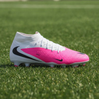 Nike Phantom 6 High Academy Gazon Naturel Artificiel Chaussures de Foot (MG) Blanc Rose Vif Noir