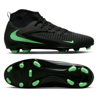 Nike Phantom 6 High Club Gazon Naturel Artificiel Chaussures de Foot (MG) Noir Vert Vif