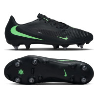 Nike Phantom 6 Low Academy Crampons Vissés Chaussures de Foot (SG) Anti-Clog Noir Vert Vif