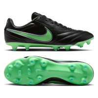 Nike Tiempo Ligera Pro Gras Voetbalschoenen (FG) Zwart Felgroen Zilvergrijs