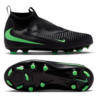 Nike Phantom 6 High Academy Gazon Naturel Artificiel Chaussures de Foot (MG) Enfants Noir Vert Vif