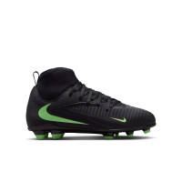 Nike Phantom 6 High Club Gazon Naturel Artificiel Chaussures de Foot (MG) Enfants Noir Vert Vif