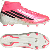 adidas F50 Hyperfast League Mid Gazon Naturel Chaussures de Foot (FG) Enfants Rose Vif Noir Doré Blanc