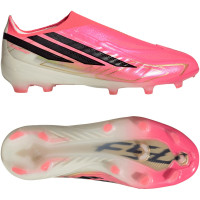 adidas F50 Hyperfast Elite Sans Lacets Gazon Naturel Chaussures de Foot (FG) Enfants Rose Vif Noir Doré Blanc