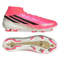 adidas F50 Hyperfast League Mid Gazon Naturel Chaussures de Foot (FG) Rose Vif Noir Doré Blanc