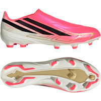 adidas F50 Hyperfast League Veterloze Gras Voetbalschoenen (FG) Felroze Zwart Goud Wit