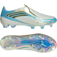 adidas F50 Messi Elite Gazon Naturel Chaussures de Foot (FG) Blanc Bleu Clair Doré