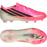 adidas F50 Hyperfast Elite Gazon Naturel Chaussures de Foot (FG) Enfants Rose Vif Noir Doré Blanc