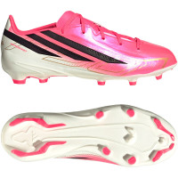 adidas F50 Hyperfast League Gras Voetbalschoenen (FG) Kids Felroze Zwart Goud Wit