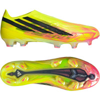 adidas F50 Hyperfast Elite Too Light Sans Lacets Gazon Naturel Chaussures de Foot (FG) Néon Jaune Noir Rose