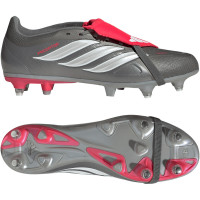 adidas Predator League FT Crampons Vissés Chaussures de Foot (SG) Gris Foncé Blanc Argenté Rouge
