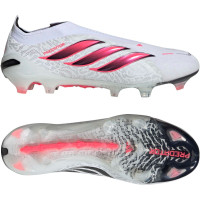 adidas Predator Elite Sans Lacets Gazon Naturel Chaussures de Foot (FG) Blanc Noir Rose