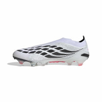 adidas Predator Elite Sans Lacets Gazon Naturel Chaussures de Foot (FG) Blanc Noir Rose