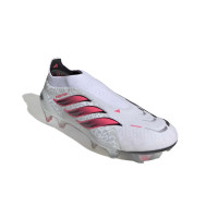 adidas Predator Elite Sans Lacets Gazon Naturel Chaussures de Foot (FG) Blanc Noir Rose