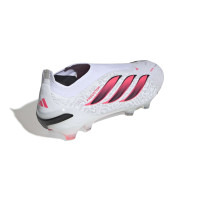 adidas Predator Elite Sans Lacets Gazon Naturel Chaussures de Foot (FG) Blanc Noir Rose