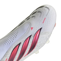 adidas Predator Elite Sans Lacets Gazon Naturel Chaussures de Foot (FG) Blanc Noir Rose