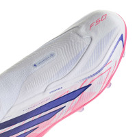 adidas F50 Hyperfast Elite Veterloze Gras Voetbalschoenen (FG) Kids Wit Paars Roze