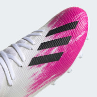 adidas X 19.3 Gras / Kunstgras Voetbalschoenen (MG) Wit Zwart Roze