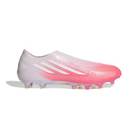 adidas F50 Sparkfusion Elite Sans Lacets Gazon Naturel Artificiel Chaussures de Foot (MG) Femmes Rose Blanc