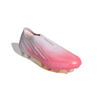 adidas F50 Sparkfusion Elite Sans Lacets Gazon Naturel Artificiel Chaussures de Foot (MG) Femmes Rose Blanc
