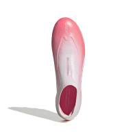 adidas F50 Sparkfusion Elite Sans Lacets Gazon Naturel Artificiel Chaussures de Foot (MG) Femmes Rose Blanc