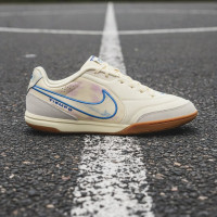 Nike Tiempo Streetgato Chaussures de Foot Street Blanc Cassé Bleu Foncé Bleu Rose