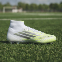 adidas F50 Sparkfusion Elite Gazon Naturel Artificiel Chaussures de Foot (MG) Femmes Blanc Gris Néon Jaune
