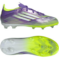adidas F50 Elite Gazon Naturel Chaussures de Foot (FG) Enfants Mauve Blanc Néon Jaune