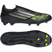 adidas F50 League Veterloze Gras / Kunstgras Voetbalschoenen (MG) Zwart Zilver Neongeel