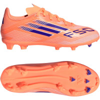 adidas F50 League Gazon Naturel Gazon Artificiel Chaussures de Foot (MG) Enfants Mauve Orange Bleu Blanc