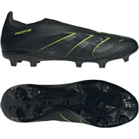 adidas Predator League Sans Lacets Gazon Naturel Artificiel Chaussures de Foot (MG) Noir Gris Foncé Néon Jaune