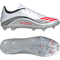 adidas F50 Messi League Gras / Kunstgras Voetbalschoenen (MG) Wit Zilver Rood