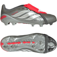 adidas Predator League FT Gazon Naturel Chaussures de Foot (FG) Enfants Gris Foncé Blanc Argenté Rouge