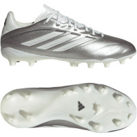 adidas Copa Pure IV League Gras Voetbalschoenen (FG) Kids Zilver Wit Donkergrijs